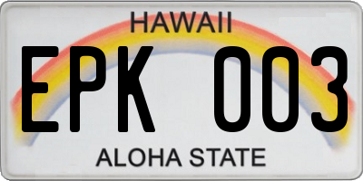 HI license plate EPK003