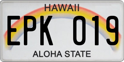 HI license plate EPK019