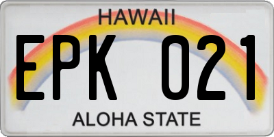 HI license plate EPK021