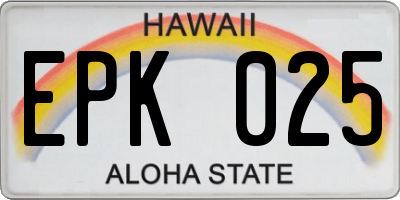 HI license plate EPK025