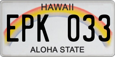 HI license plate EPK033