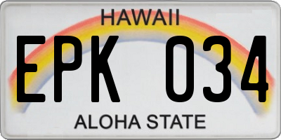 HI license plate EPK034