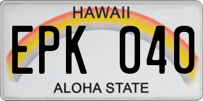 HI license plate EPK040