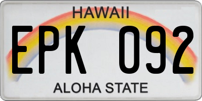 HI license plate EPK092