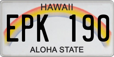 HI license plate EPK190