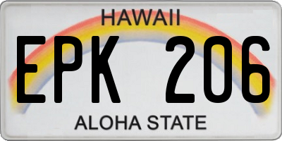 HI license plate EPK206