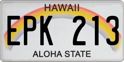 HI license plate EPK213