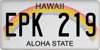 HI license plate EPK219