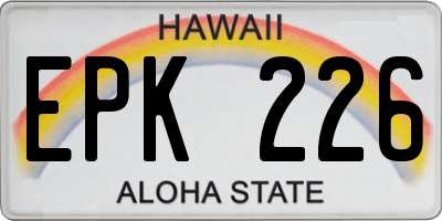 HI license plate EPK226