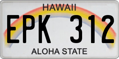 HI license plate EPK312
