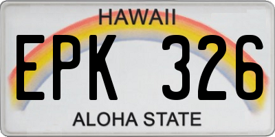 HI license plate EPK326