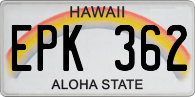 HI license plate EPK362