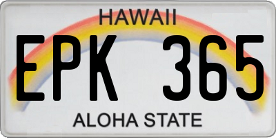HI license plate EPK365