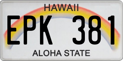 HI license plate EPK381