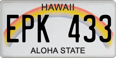 HI license plate EPK433
