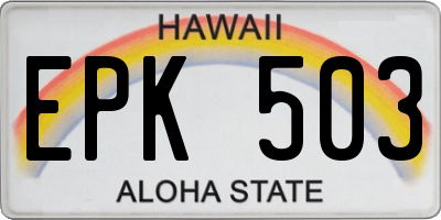 HI license plate EPK503