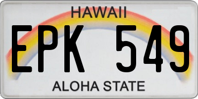 HI license plate EPK549