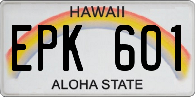 HI license plate EPK601