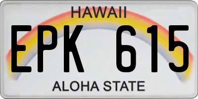 HI license plate EPK615