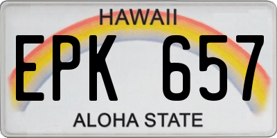 HI license plate EPK657