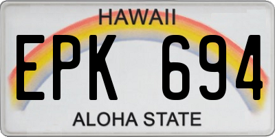 HI license plate EPK694