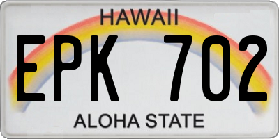 HI license plate EPK702