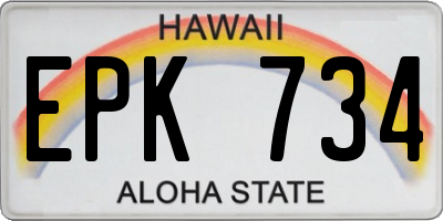 HI license plate EPK734