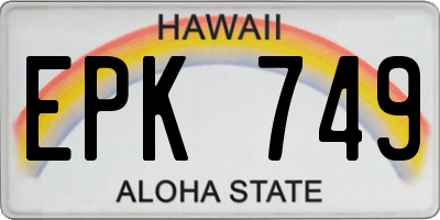 HI license plate EPK749
