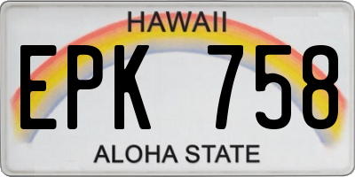 HI license plate EPK758