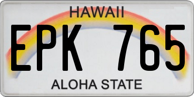 HI license plate EPK765