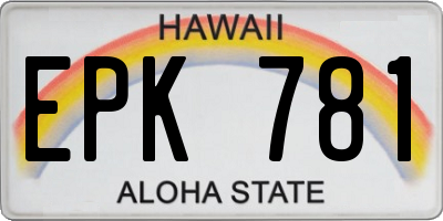 HI license plate EPK781