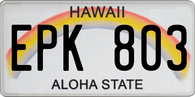 HI license plate EPK803