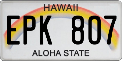 HI license plate EPK807