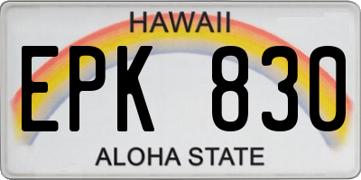 HI license plate EPK830