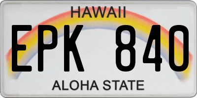 HI license plate EPK840