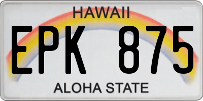 HI license plate EPK875