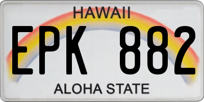 HI license plate EPK882