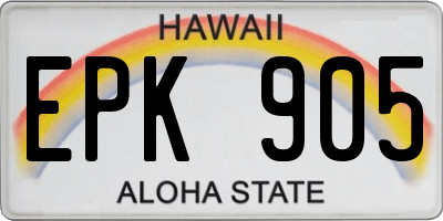 HI license plate EPK905