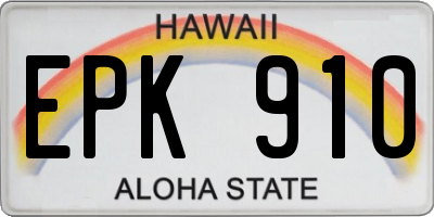 HI license plate EPK910