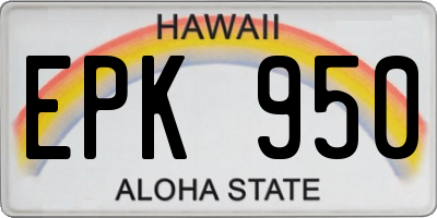 HI license plate EPK950