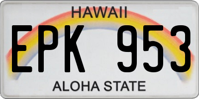 HI license plate EPK953