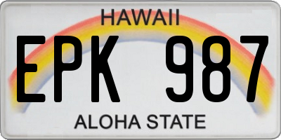 HI license plate EPK987