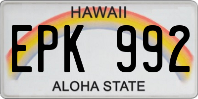 HI license plate EPK992