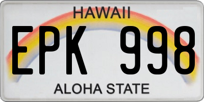 HI license plate EPK998