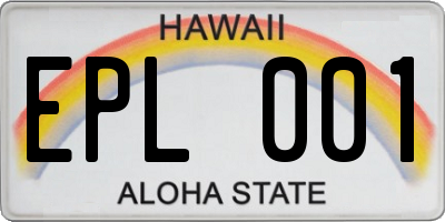 HI license plate EPL001