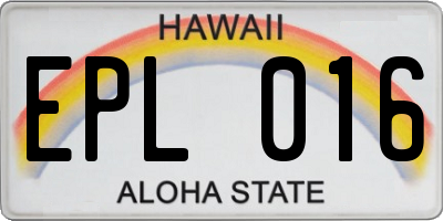 HI license plate EPL016