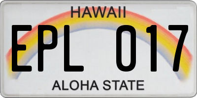 HI license plate EPL017