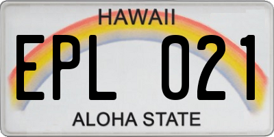 HI license plate EPL021