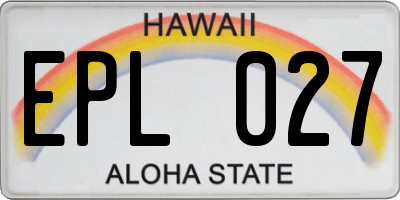 HI license plate EPL027