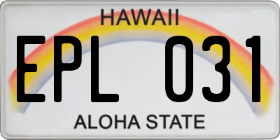 HI license plate EPL031